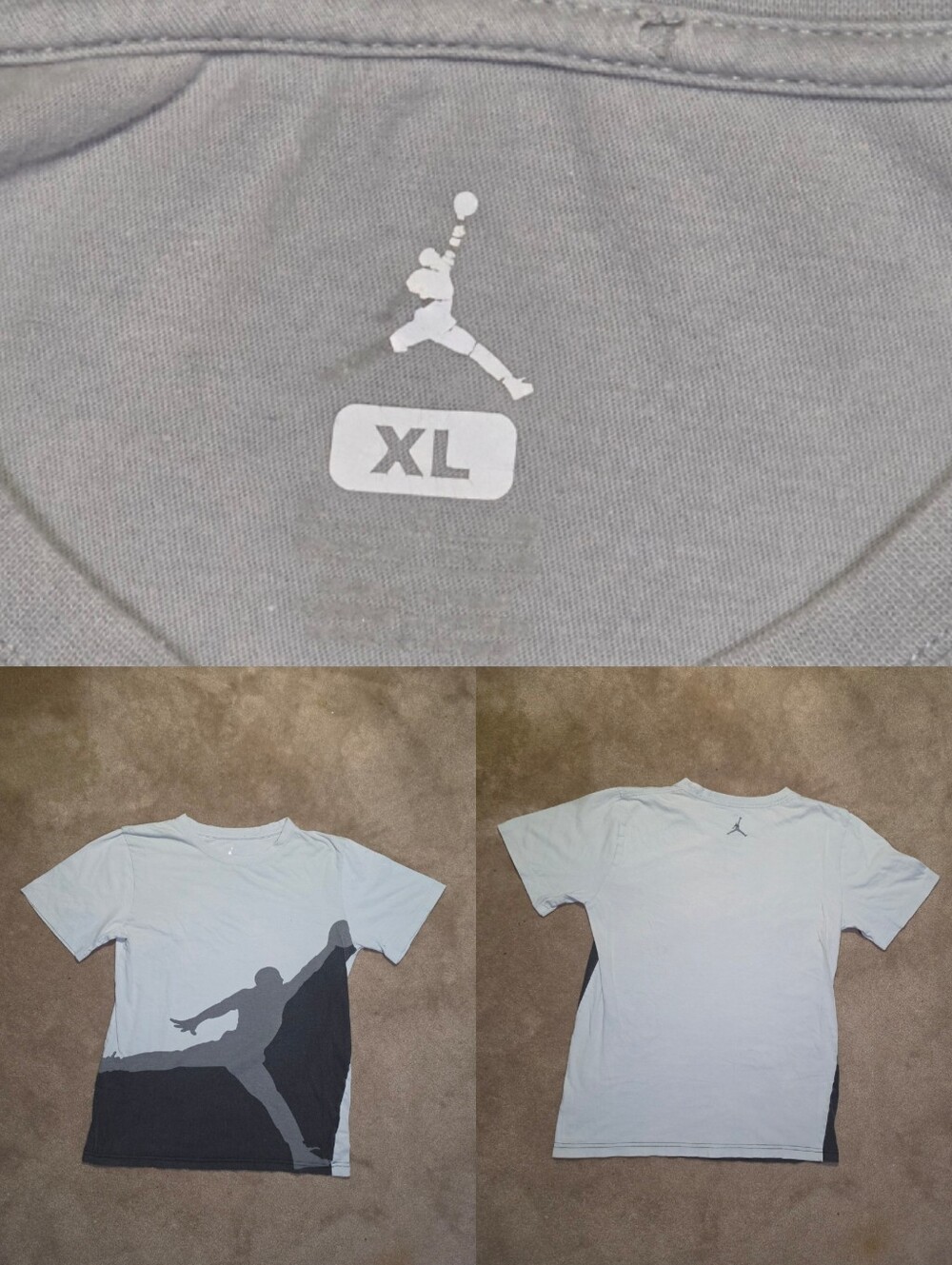 Kids Grey & Black Jordan Tee Sz XL 13/15 Year Old